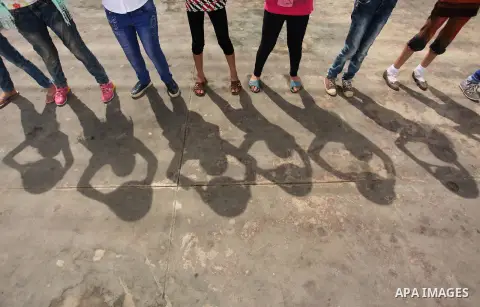 Palestinian schoolgirls enjoy as part of the activities proposed during a summer camp organised by the United Nations on July 25, 2016 in Gaza City. Photo by Ashraf Amra