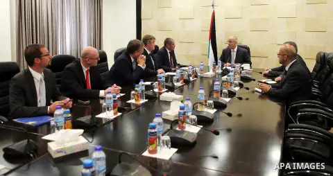 Palestinian Prime Minister Rami Hamdallah meets with a committee of representatives of the European countries in the West Bank city of Ramallah, on Aug. 02, 2016. Photo by Prime Minister Office
