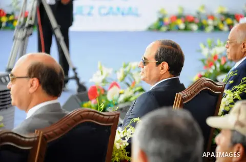 Egyptian President Abdel Fattah al-Sisi attends during the first anniversary of launching the New Suez Canal and the 60th anniversary of nationalizing the Suez Canal in Ismailia, Egypt August 6, 2016. Photo by Egyptian P...