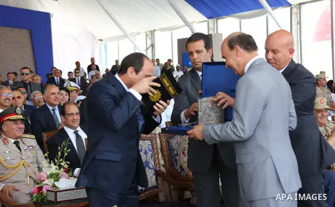 Egyptian President Abdel Fattah al-Sisi attends during the first anniversary of launching the New Suez Canal and the 60th anniversary of nationalizing the Suez Canal in Ismailia, Egypt August 6, 2016. Photo by Egyptian P...