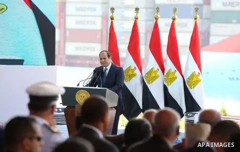 Egyptian President Abdel Fattah al-Sisi attends during the first anniversary of launching the New Suez Canal and the 60th anniversary of nationalizing the Suez Canal in Ismailia, Egypt August 6, 2016. Photo by Egyptian P...