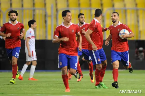 Al-Zamalek players and Al Ahli players compete during final match of Egypt Cup in Borg El-Arab Stadium near Alexandria, Egypt, Aug 8,2016. Photo by Stringer