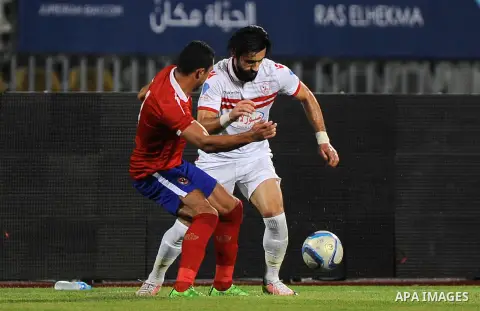 Al-Zamalek players and Al Ahli players compete during final match of Egypt Cup in Borg El-Arab Stadium near Alexandria, Egypt, Aug 8,2016. Photo by Stringer