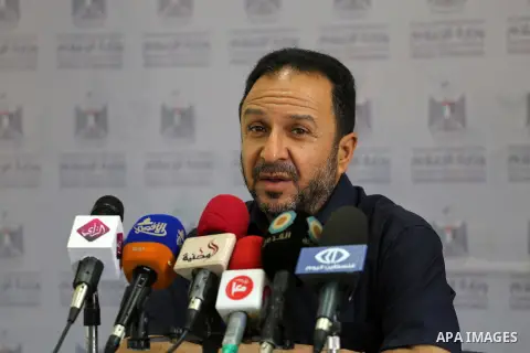 Palestinian Mayor of Gaza, Nizar Hijazi speaks during a press conference, in Gaza City on Aug 9, 2016. Photo by Mohammed Asad