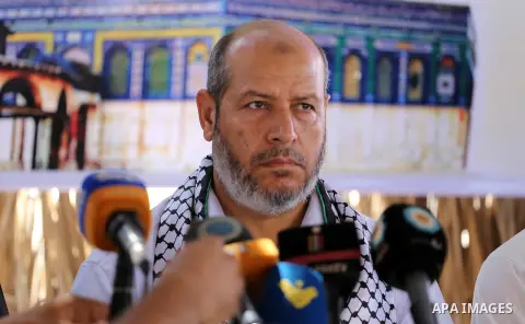 Senior Hamas leader Khalil al-Hayah, speaks during the opening of the Jerusalem Committee camps ceremony, in Gaza city, on August 21, 2016. Photo by Mohammed Asad
