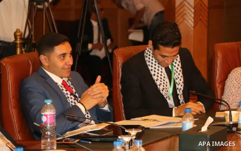 Representatives of the member states of the League of Arab States attend the meeting to mark the 47th anniversary of the burning of Al-Aqsa Mosque, at the Arab League headquarters, in Cairo, Egypt, on Aug. 21, 2016. Phot...