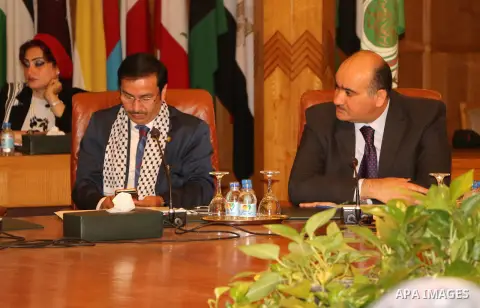 Representatives of the member states of the League of Arab States attend the meeting to mark the 47th anniversary of the burning of Al-Aqsa Mosque, at the Arab League headquarters, in Cairo, Egypt, on Aug. 21, 2016. Phot...