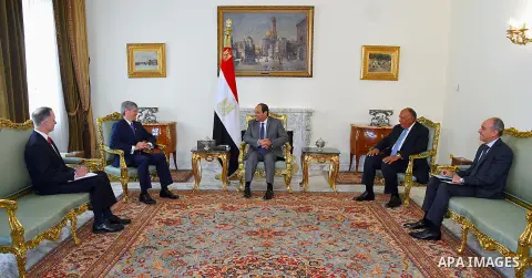 Egyptian President Abdel Fattah al-Sisi meets with US congressman and member of the Committee on Appropriation Jeff Fortenberry, in Cairo, Egypt, on Aug. 23, 2016. Photo by Egyptian President Office