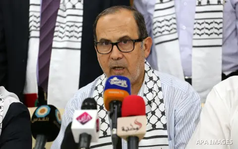 Palestinian members of Gaza Hashim, an electoral list for the upcoming Gaza municipality polls, hold a press conference in Gaza city, on Aug. 25, 2016. Photo by Mohammed Asad