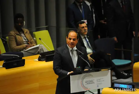 Egyptian President Abdel Fattah al-Sisi speaks during the High-level plenary meeting on addressing large movements of refugees and migrants in the Trusteeship Council Chamber during the 71st session of the United Nations...