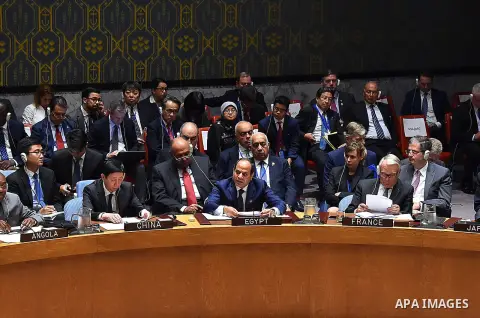 Egyptian President Abdel-Fattah Al-Sisi attends a high-level Syria meeting at the UN Security Council in New York on September 21, 2016. Photo by Egyptian President Office