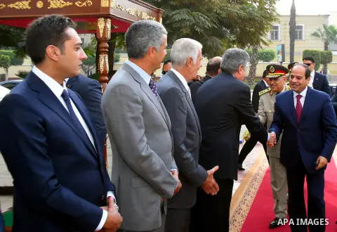 Egyptian President Abdel Fattah al-Sisi visits the graves of the unknown soldier, Egypt's former President Gamal Abdel Nasser, and Egypt's former President Anwar Sadat marking the 43th anniversary of the Oct. 6 Arab-Isra...