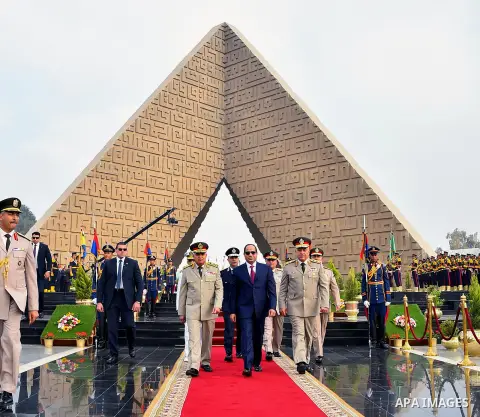 Egyptian President Abdel Fattah al-Sisi visits the graves of the unknown soldier, Egypt's former President Gamal Abdel Nasser, and Egypt's former President Anwar Sadat marking the 43th anniversary of the Oct. 6 Arab-Isra...