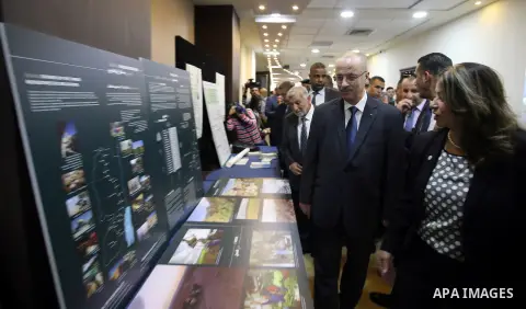 Palestinian Prime Minister, Rami Hamdallah, attends the launch of the national plan for sustainable production and consumption, in the West bank city of Ramallah, Oct. 05, 2016. Photo by Prime Minister Office