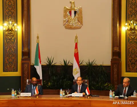 Egyptian President Abdel Fattah al-Sisi meets with Sudanese President Omar al-Bashir in Cairo, Egypt, on Oct. 05, 2016. Photo by Egyptian President Office