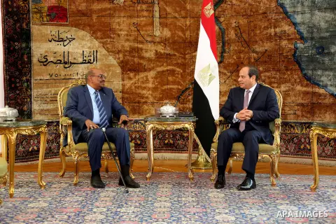 Egyptian President Abdel Fattah al-Sisi meets with Sudanese President Omar al-Bashir in Cairo, Egypt, on Oct. 05, 2016. Photo by Egyptian President Office