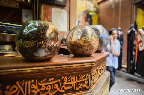 A coffee roastery are seen in a factory, in Cairo, Egypt on October 11, 2016. The shop of Abdul Salam Al-banan is one of the oldest shops of the coffee industry in Egypt. Photo by Amr Sayed