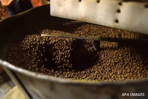 A coffee roastery are seen in a factory, in Cairo, Egypt on October 11, 2016. The shop of Abdul Salam Al-banan is one of the oldest shops of the coffee industry in Egypt. Photo by Amr Sayed