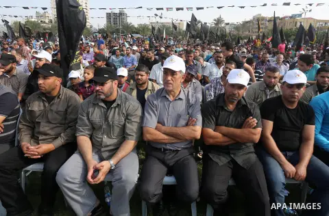 Palestinians attend a rally marking the 29th anniversary of the foundation of the Islamic Jihad movement in Gaza City October 21, 2016. Photo by Mohammed Asad