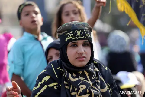Palestinians attend a rally marking the 29th anniversary of the foundation of the Islamic Jihad movement in Gaza City October 21, 2016. Photo by Mohammed Asad