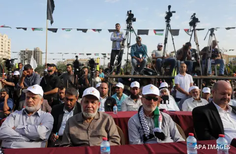Palestinians attend a rally marking the 29th anniversary of the foundation of the Islamic Jihad movement in Gaza City October 21, 2016. Photo by Mohammed Asad