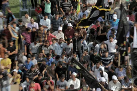 Palestinians attend a rally marking the 29th anniversary of the foundation of the Islamic Jihad movement in Gaza City October 21, 2016. Photo by Abed Rahim Khatib