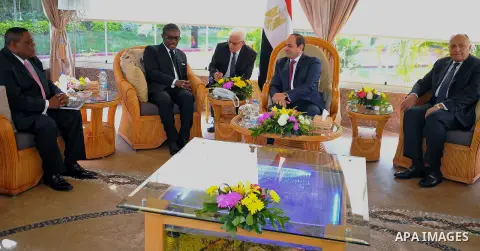 Egyptian President Abdel Fattah al-Sisi meets with Vice President of the Republic of Equatorial Guinea Teodoro Obiang in Cairo, capital of Egypt, November 3, 2016. Photo by Egyptian President Office
