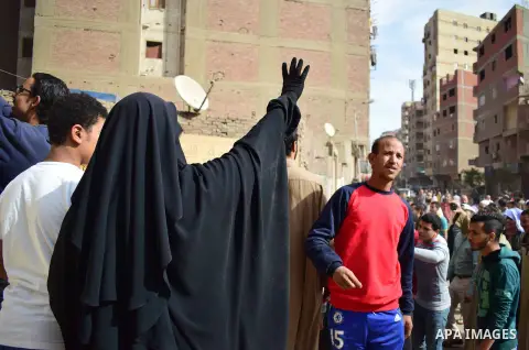 Egyptian supporters of ousted Islamist president Mohammed Morsi and the Muslim Brotherhood, march shouting slogans against the President Abdel Fattah al-Sisi and the military rule in al-Haram neighbourhood in the souther...