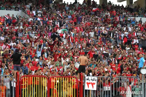 Egyptian fans attend the 2018 World Cup qualifying Group E football match between Egypt and Ghana at the Borg el-Arab Stadium near Alexandria, Egypt on November 13, 2016. Photo by Stringer