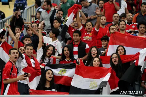 Egyptian fans attend the 2018 World Cup qualifying Group E football match between Egypt and Ghana at the Borg el-Arab Stadium near Alexandria, Egypt on November 13, 2016. Photo by Stringer
