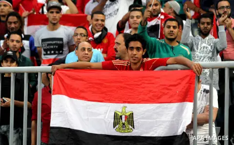 Egyptian fans attend the 2018 World Cup qualifying Group E football match between Egypt and Ghana at the Borg el-Arab Stadium near Alexandria, Egypt on November 13, 2016. Photo by Stringer