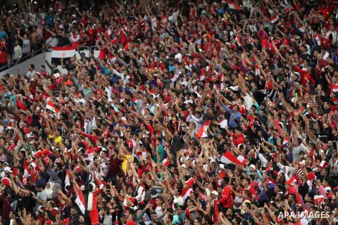Egyptian fans attend the 2018 World Cup qualifying Group E football match between Egypt and Ghana at the Borg el-Arab Stadium near Alexandria, Egypt on November 13, 2016. Photo by Stringer
