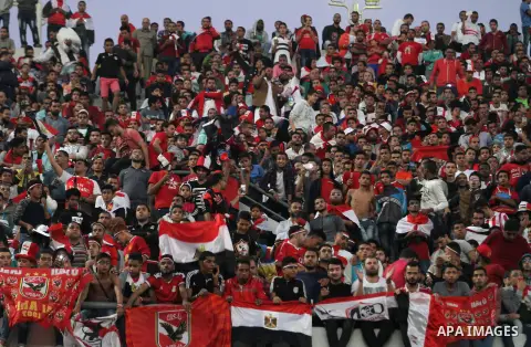Egyptian fans attend the 2018 World Cup qualifying Group E football match between Egypt and Ghana at the Borg el-Arab Stadium near Alexandria, Egypt on November 13, 2016. Photo by Stringer