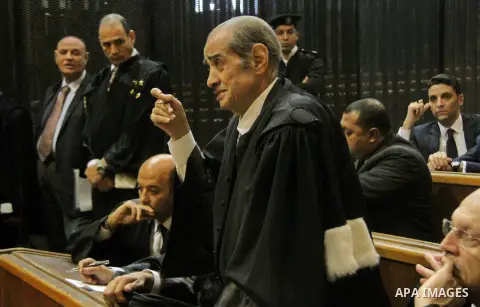 Egyptian Lawyer Farid el-Deeb attends the trial of Alaa and Gamal Mubarak, the sons of former former president Hosni Mubarak in Cairo on November 19, 2016. Cairo Criminal Court held at Police Academy adjourned Gamal and...