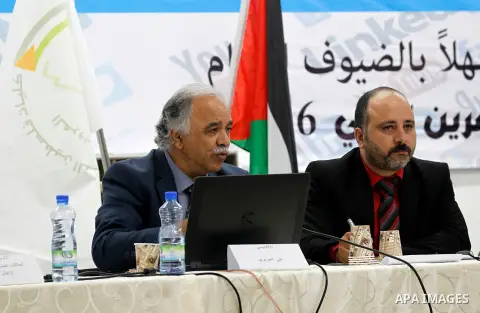 Palestinian Journalists attend the first Media conference, at Palestine technical college in the West Bank city of Hebron, on Nov. 20, 2016. Photo by Wisam Hashlamoun