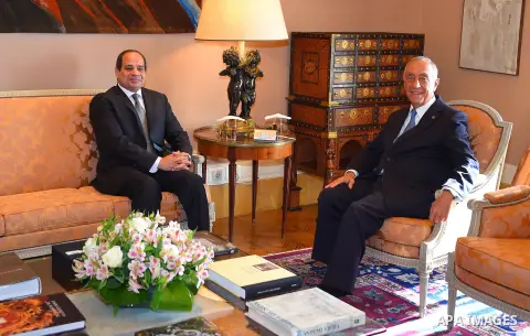 Portuguese President, Marcelo Rebelo de Sousa meets with Egyptian President Abdel Fattah al-Sisi at Belem Palace, in Lisbon, Portugal, 21 November 2016. Photo by Egyptian President Office