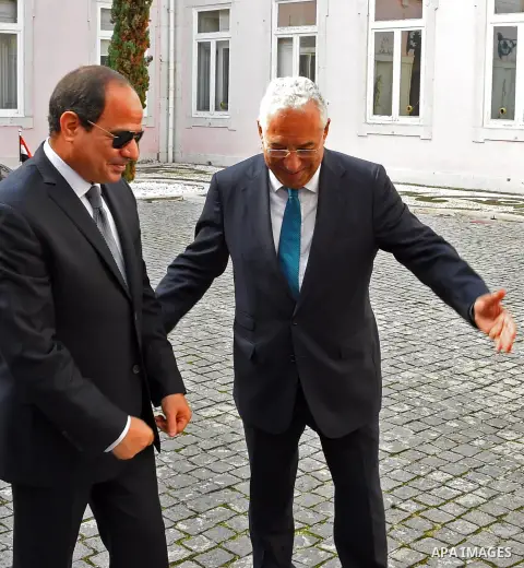Egyptian President Abdel Fattah al-Sisi meets with Portugal's Prime Minister Antonio Costa at Necessidades Palace, Lisbon, Portugal, 21 November 2016. Photo by Egyptian President Office