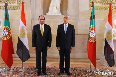 Egyptian President Abdel Fattah al-Sisi meets with Portuguese President, Marcelo Rebelo de Sousa, at Belem Palace, in Lisbon, Portugal, 21 November 2016. Photo by Egyptian President Office