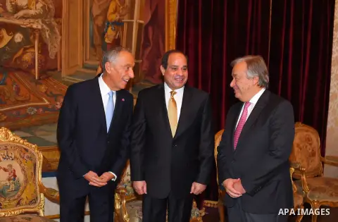 Egyptian President Abdel Fattah al-Sisi meets with Portuguese President, Marcelo Rebelo de Sousa, at Belem Palace, in Lisbon, Portugal, 21 November 2016. Photo by Egyptian President Office