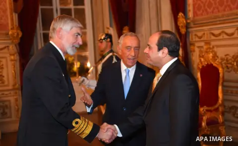 Egyptian President Abdel Fattah al-Sisi meets with Portuguese President, Marcelo Rebelo de Sousa, at Belem Palace, in Lisbon, Portugal, 21 November 2016. Photo by Egyptian President Office