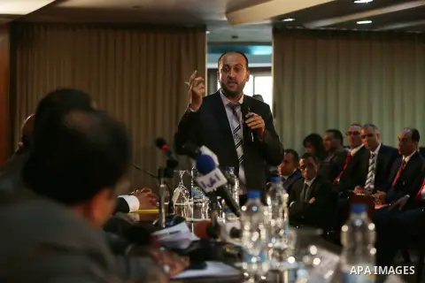 Palestinian and Egyptian Journalists attend a meeting about media and Palestinian society in Cairo, Egypt, on Nov. 23.2016. Photo by Yasser Qudih