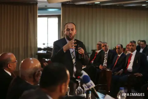 Palestinian and Egyptian Journalists attend a meeting about media and Palestinian society in Cairo, Egypt, on Nov. 23.2016. Photo by Yasser Qudih