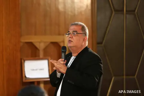 Palestinian and Egyptian Journalists attend a meeting about media and Palestinian society in Cairo, Egypt, on Nov. 23.2016. Photo by Yasser Qudih