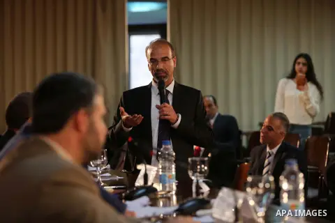 Palestinian and Egyptian Journalists attend a meeting about media and Palestinian society in Cairo, Egypt, on Nov. 23.2016. Photo by Yasser Qudih