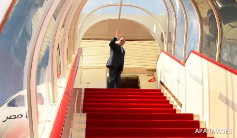 Egyptian President Abdel Fattah al-Sisi leaves Malabo after participating in the African summit meetings, in Malabo, Guinea, on November 23, 2016. Photo by Egyptian President Office