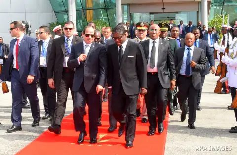 Egyptian President Abdel Fattah al-Sisi leaves Malabo after participating in the African summit meetings, in Malabo, Guinea, on November 23, 2016. Photo by Egyptian President Office