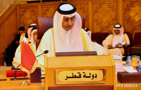 Arab foreign Ministers attend a meeting of the Arab League foreign Ministers in the Egyptian capital Cairo. Photo by Stringer