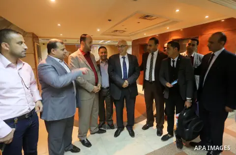 Palestinian Journalists visit the headquarters of Middle East News Agency "Mena" in Cairo, Egypt, on Nov. 24. 2016. Photo by Yasser Qudih