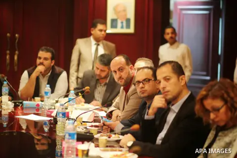 Palestinian Journalists visit the headquarters of Middle East News Agency "Mena" in Cairo, Egypt, on Nov. 24. 2016. Photo by Yasser Qudih