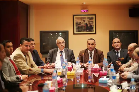 Palestinian Journalists visit the headquarters of Middle East News Agency "Mena" in Cairo, Egypt, on Nov. 24. 2016. Photo by Yasser Qudih